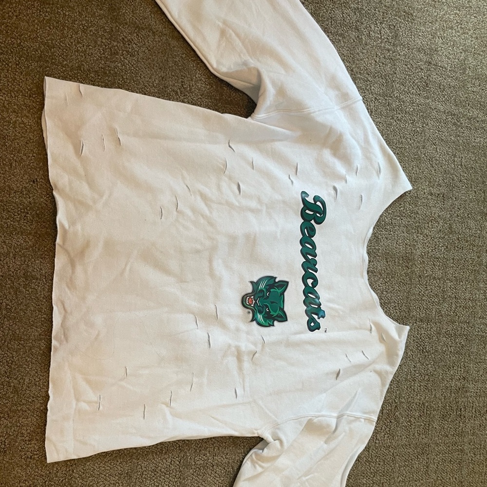 Binghamton bearcats custom cut out white long sleeve.